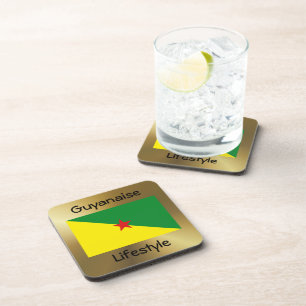 Guyane Flag+Text Coaster