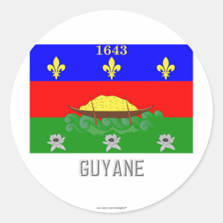 Guyane flag with name classic round sticker