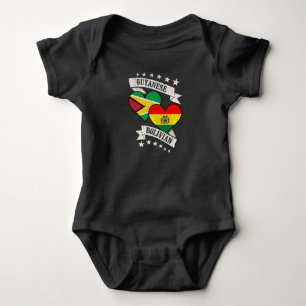 Guyanese Bolivian Heart Flags Guyana Bolivia Baby Bodysuit