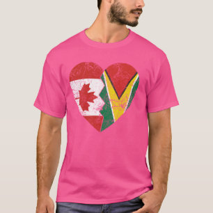 Guyanese Canadian Flags Heart Canada Guyana Roots T-Shirt