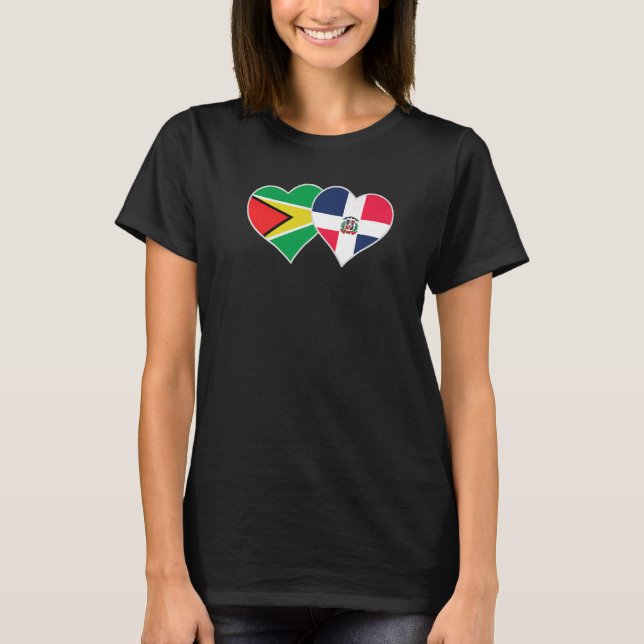 Guyanese Dominican Flag Heart Guyana Dominican Rep T-Shirt (Front)