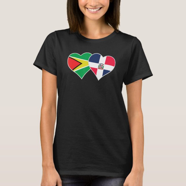 Guyanese Dominican Flag Heart Guyana Dominican Rep T-Shirt (Front)