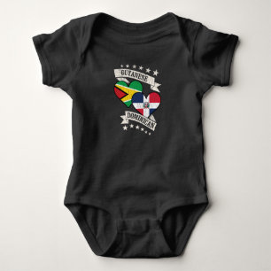 Guyanese Dominican Heart Flags Guyana Dominican Re Baby Bodysuit