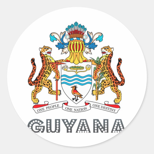 Guyanese Emblem Classic Round Sticker (Front)