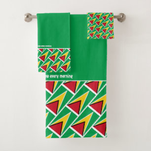 GUYANESE FLAG Personalised Scripture GREEN Bath Towel Set