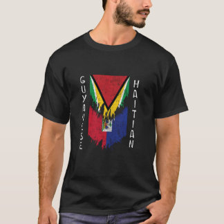 Guyanese Haitian Flags Ripped Torn Guyana Haiti T-Shirt