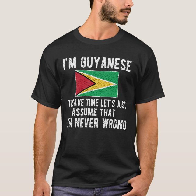 Guyanese Heritage Guyana Roots Guyanese Flag T-Shirt (Front)