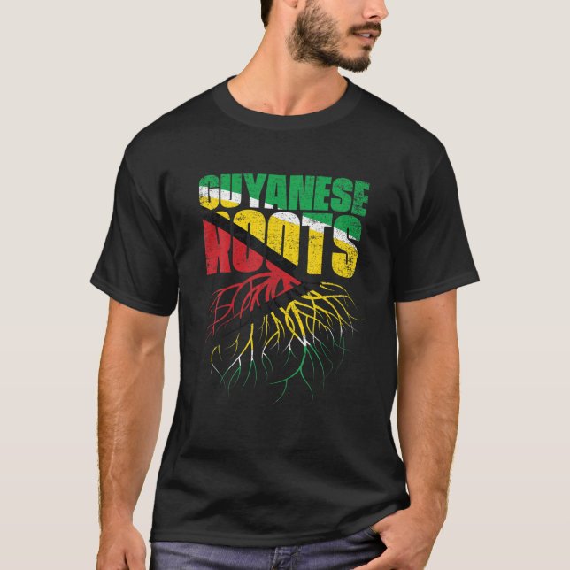 Guyanese Roots Guyana Pride Flag T-Shirt (Front)