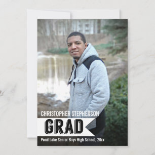 Guys Bold Banner Photo Graduation Announcement