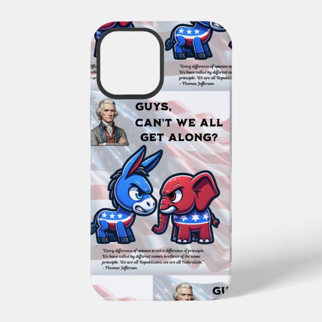 Guys Can't We All Get Along Election Design iPhone Case (Back)