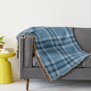 Guy's Dorm Room Blue Plaid Throw Blanket