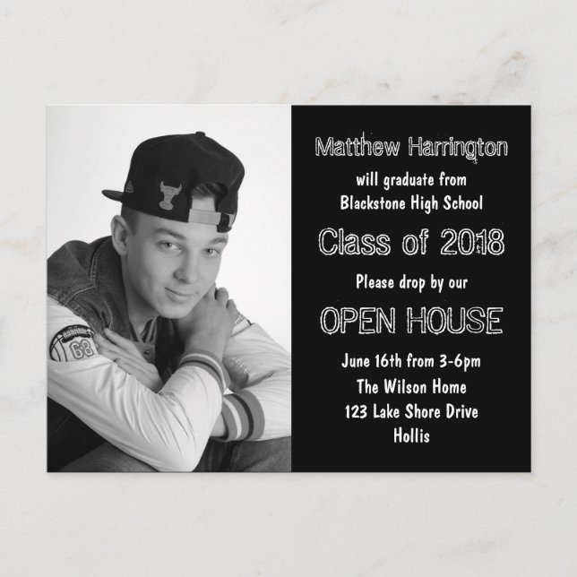 Guys High School Graduation Photo Invitations (Front)