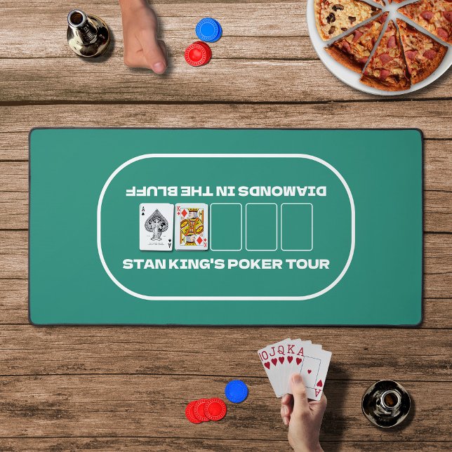 Guy's Night Texas Hold'em Green White Poker Table Desk Mat (In Situ)