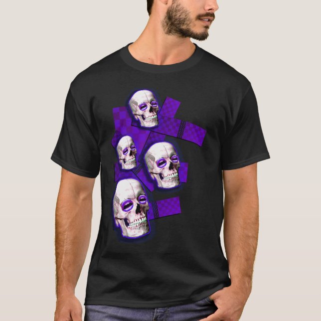 guys or girls Purple Skulls Emo Electro club D  T-Shirt (Front)