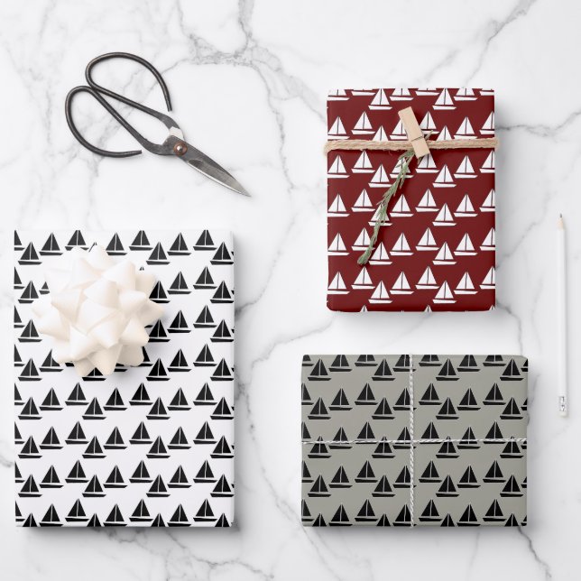 Guys Sailboat Wrapping Paper Sheet (Front)