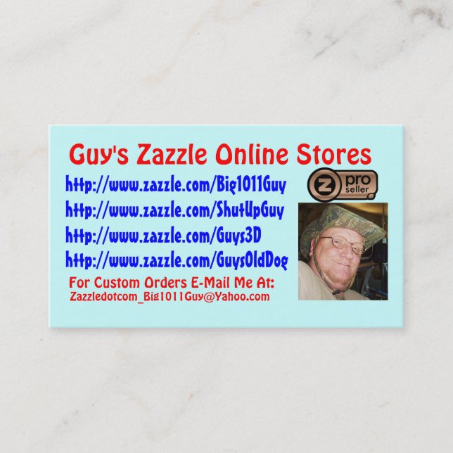 Guy's Zazzle Business Card (Front)