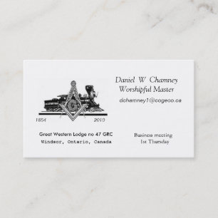 GW47, Great Western Lodge no 47 GRC, Daniel W ... Business Card