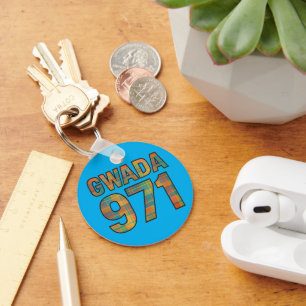 GWADA 971 Madras Vibrant - Guadeloupean Pride Key Ring