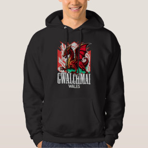 Gwalchmai Wales Welsh Flag Y Ddraig Goch Dragon Hoodie