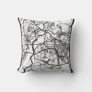 Gwangju South Korea City Map Cushion