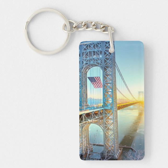 GWB connecting Fort Lee NJ and Manhattan NYPlus Key Ring (Front)