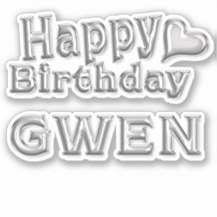 Gwen Happy Birthday silver Sticker