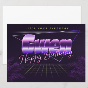 Gwen Name First name purla retro card Birthday