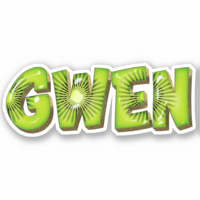 Gwen Name Kiwi Design Sticker (Front)
