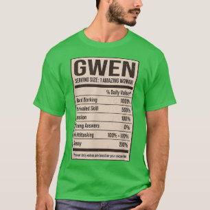Gwen Nutrition Facts Name Nickname Alias Title Fri T-Shirt