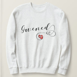 Gwened Flag in Heart, Vannes, Breton, Brittany Sweatshirt