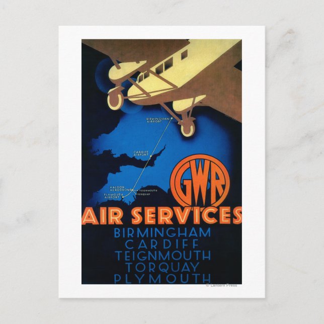 GWR Air Services Vintage PosterEurope Postcard (Front)