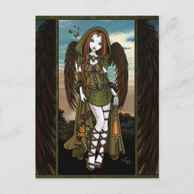 Gwyneth Sunset Dragon Lantern Angel Postcard (Front)