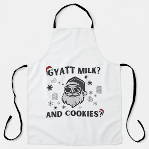 Gyatt Milk and Cookies Funny Santa Gen Alpha Apron