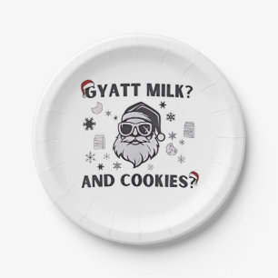 Gyatt Milk and Cookies Funny Santa Gen Alpha Paper Plate