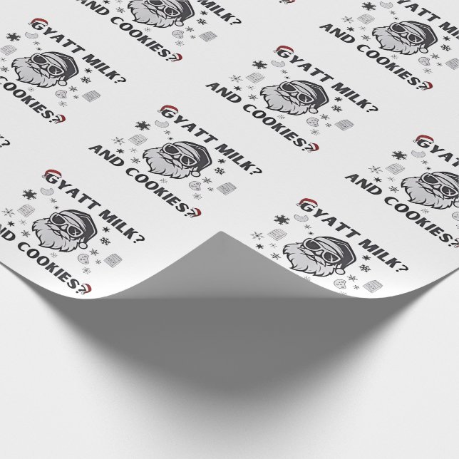 Gyatt Milk and Cookies Funny Santa Gen Alpha Wrapping Paper (Corner)