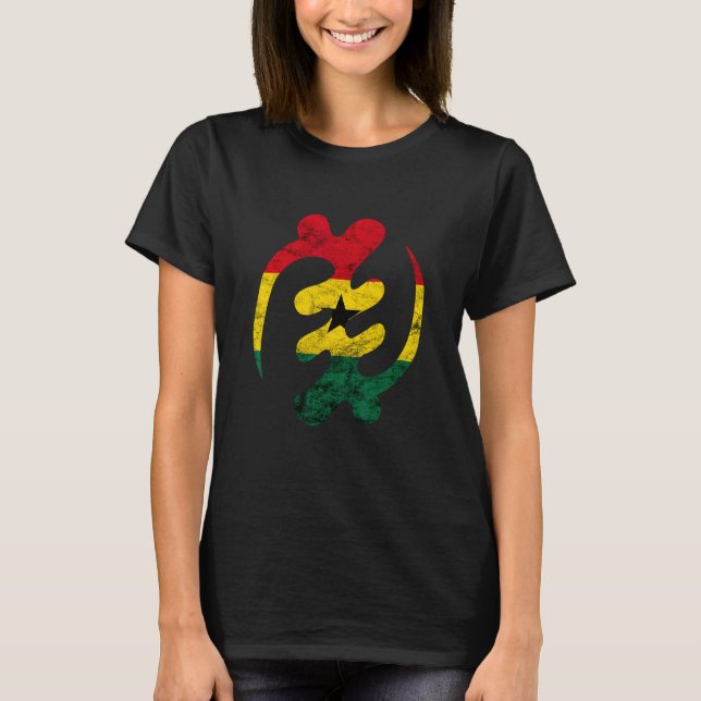 Gye Nyame Adinkra African Symbol Ghana Flag T-Shirt (Front)
