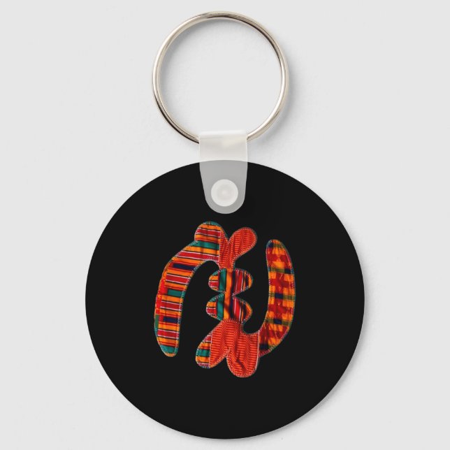 Gye Nyame - African Kente Cloth Symbol Ghana  Key Ring (Front)