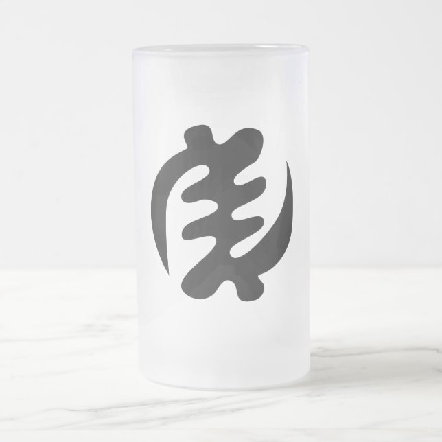 Gye Nyame | God is Supreme Adinkra Symbol Frosted Glass Beer Mug (Center)