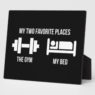 Gym and Bed - Funny Cartoon Pictogram - Novelty Plaque