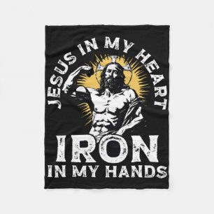 Gym And Jesus Christian Bodybuilder Religious Body Fleece Blanket