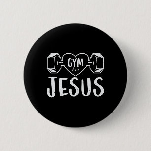 Gym And Jesus Gym Fitness Lifting Weights Body Bui 6 Cm Round Badge