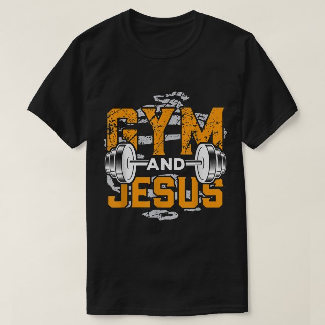 Gym and Jesus Shirt Jesus Workout Jesus Christian  (Design Front)
