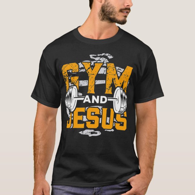Gym and Jesus Shirt Jesus Workout Jesus Fitness (Front)