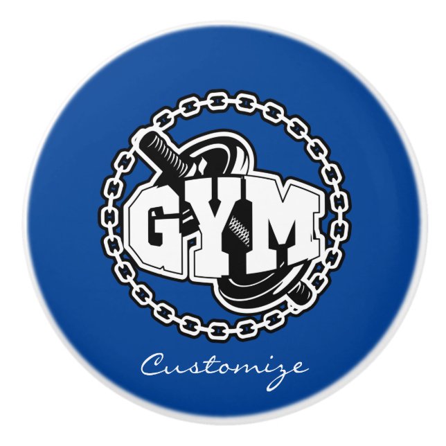 Gym Barbell Logo Thunder_Cove Ceramic Knob (Front)