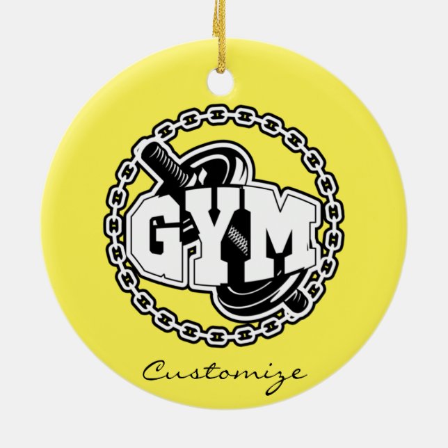Gym Barbell Logo Thunder_Cove Ceramic Tree Decoration (Back)