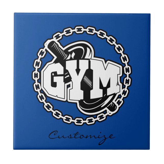 Gym Barbell Logo Thunder_Cove Tile (Front)