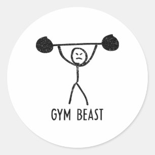 Gym Beast Funny Bodybuilding Exercise Fitness Work Classic Round Sticker