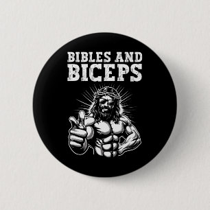 Gym Bodybuilding Fitness Humour Bibles And Biceps 6 Cm Round Badge