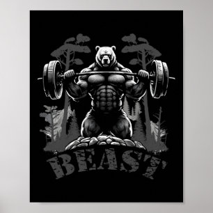 Gym Bodybuilding Fitness Workout Beast Bear With D Poster