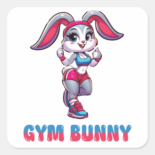 Gym Bunny Square Sticker (Front)